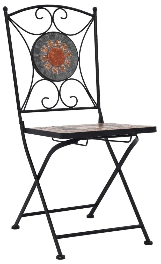 Set bistrò 3 pz con mosaico in ceramica arancione/grigio