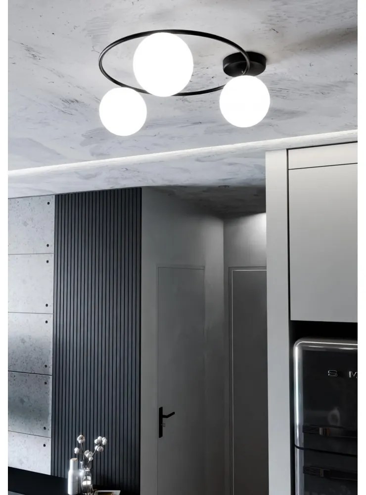 Lampada da soffitto in acciaio SOPRA 3 da interno 3xE14 Colore del corpo Nero e Bianco