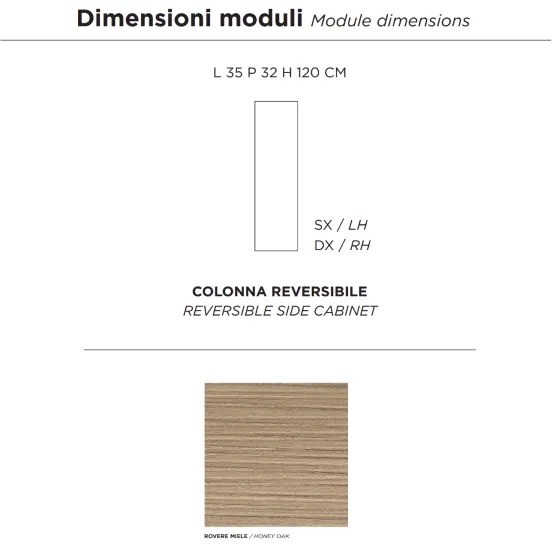 Colonna da bagno reversibile moderna PIAVE ad 1 anta Rovere