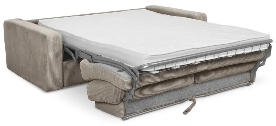 Divano marrone chiaro allungabile con rivestimento in velluto a coste 195 cm Nona – Makamii