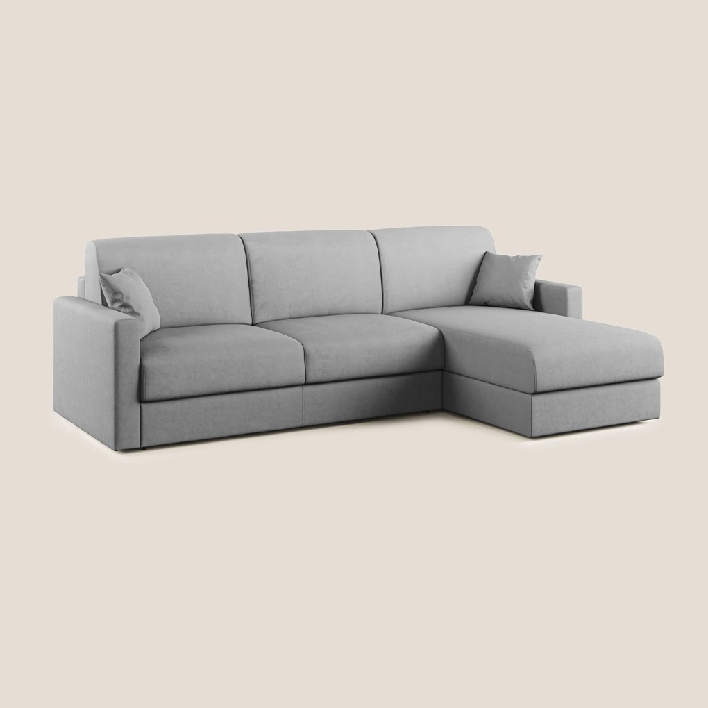 Chris Divano letto angolare con penisola in microfibra smacchiabile T11 grigio