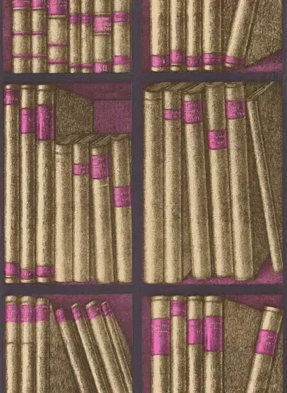 Cole & Son Carta da parati Ex Libris - Gold and Magenta