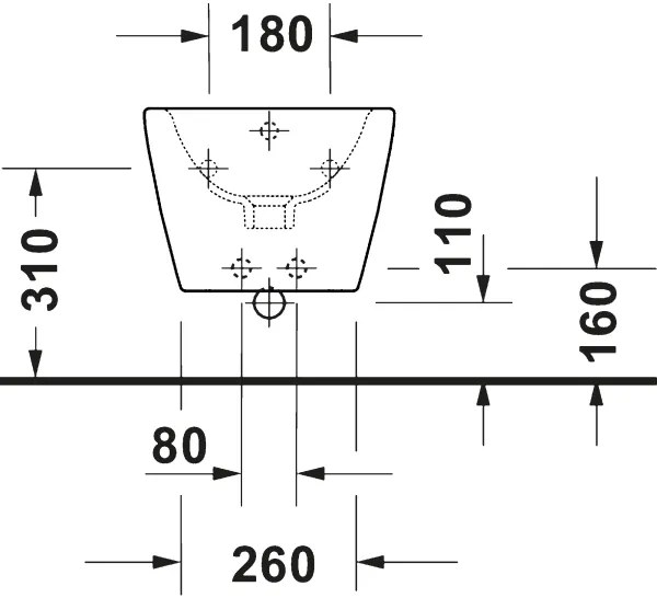 Duravit 27271500002 - Bidet sospeso D-CODE in ceramica, finitura bianco lucido
