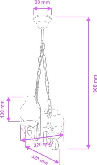 Brilagi - Lampadario a sospensione con catena RUSTIC 2xE14/40W/230V faggio