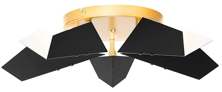 Plafoniera di design nera con oro 5 luci - Sinem