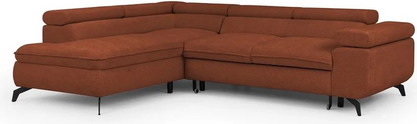 Divano angolare color terracotta (con penisola a sinistra/a L) con rivestimento in ciniglia Marbeya – Ropez