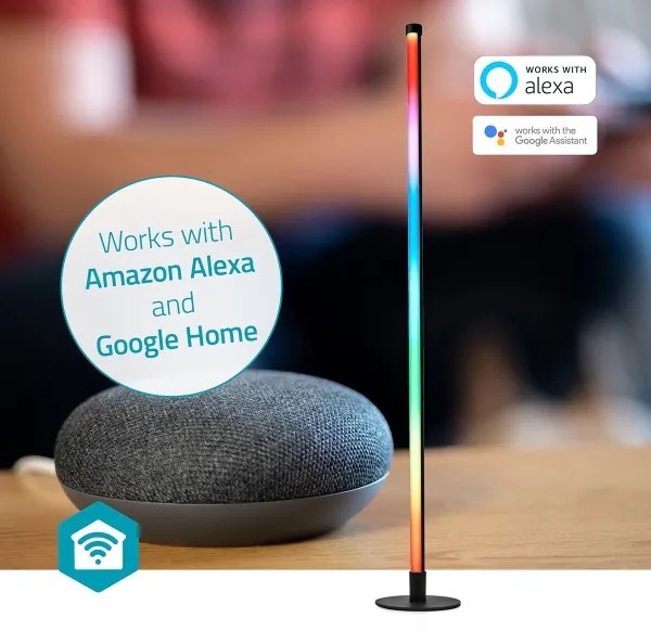 Nedis WIFILD20RGBW- LED RGBIC Lampada con piedistallo Smartlife LED/10W/230V 2700-6500K+RC