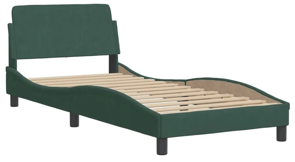 Letto con materasso verde scuro 90x200 cm in velluto