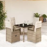 Set da Bistr da Giardino 5 pz con Cuscini Beige in Polyrattan 3277096