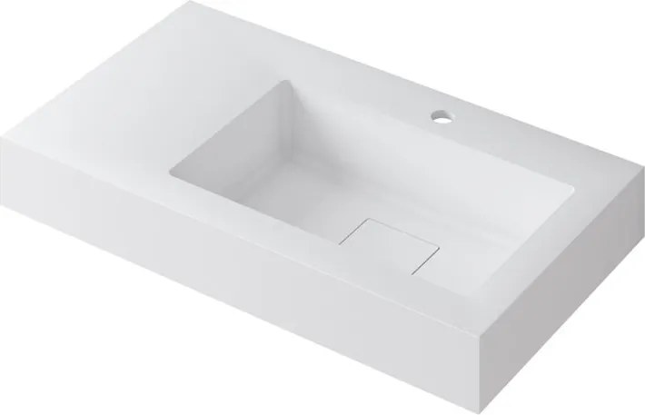 Lavabo a incasso rettangolare vasca a destra L 80.5 x H 15 x P 46 cm in resina bianco lucido