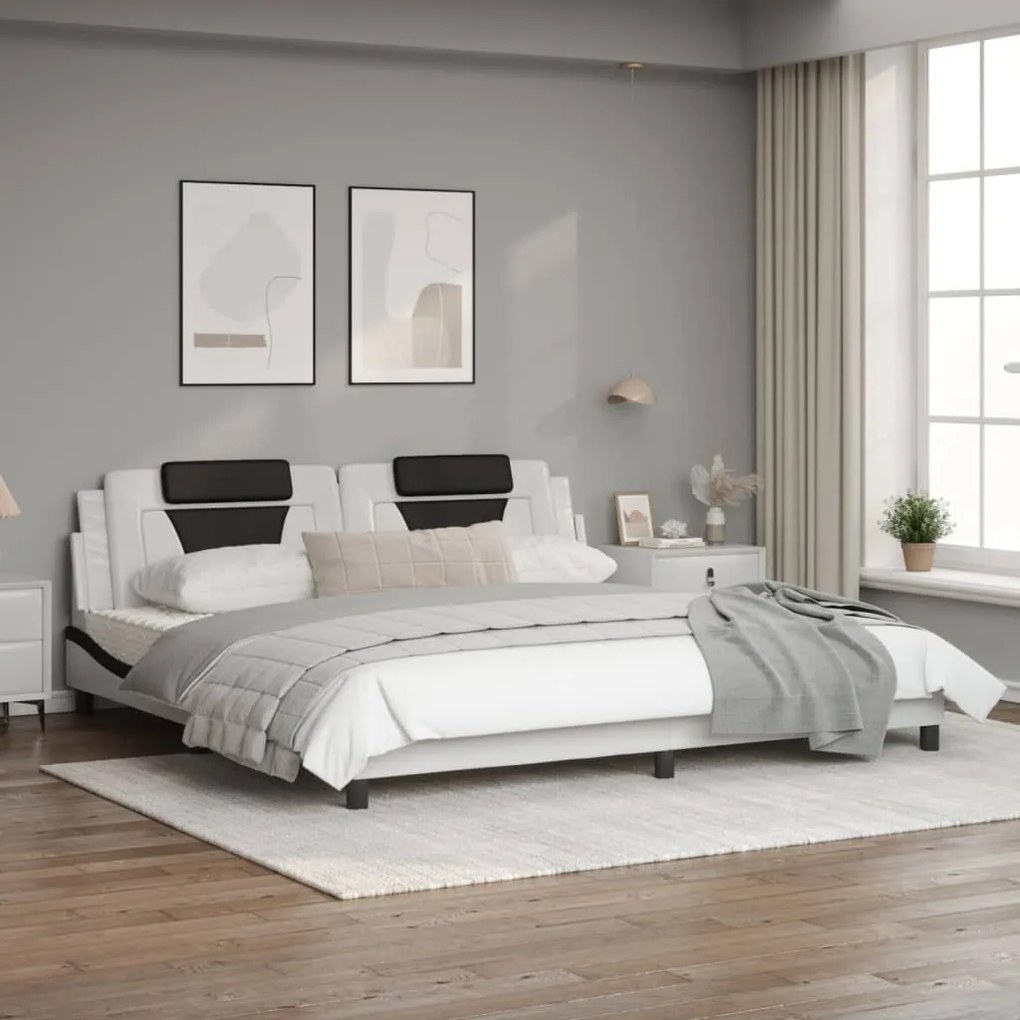 Giroletto con luci led bianco e nero 200x200 cm in similpelle