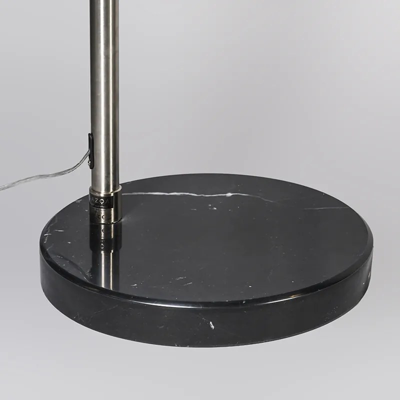 Lampada ad arco in acciaio con paralume in tessuto bianco 45 cm - XXL