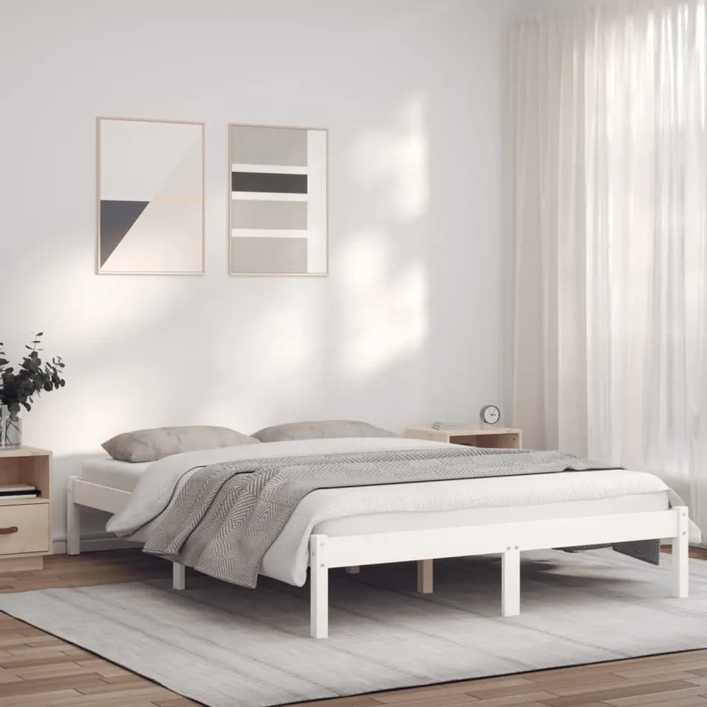 Giroletto bianco 160x200 cm in legno massello di pino
