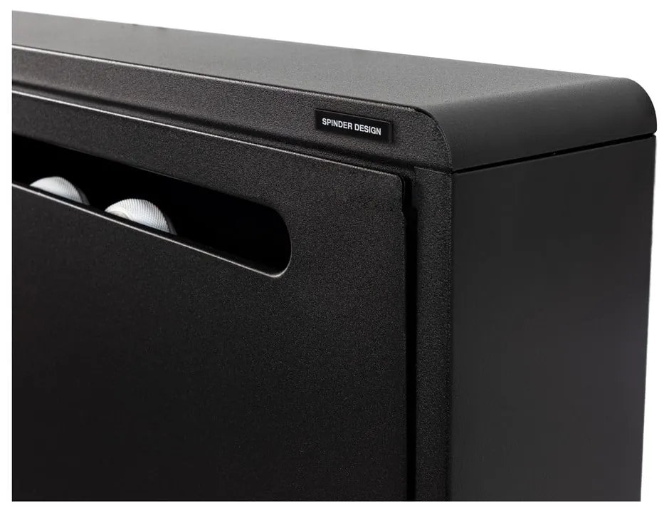 Scarpiera nera in metallo con ante ribaltabili/da parete 75x38x13 cm Mario – Spinder Design