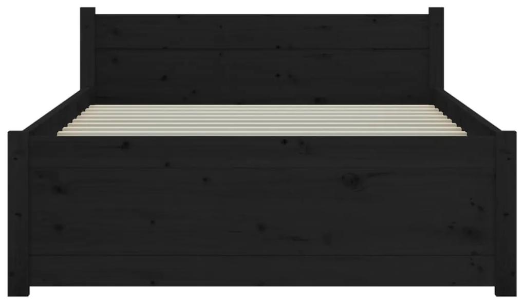 Giroletto nero in legno massello 75x190 cm 2ft6 piccolo singolo