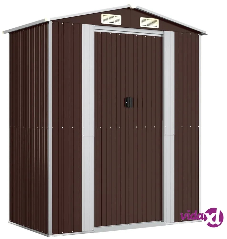 vidaXL Capanno da Giardino Marrone Scuro 192x108x223cm Acciaio Zincato