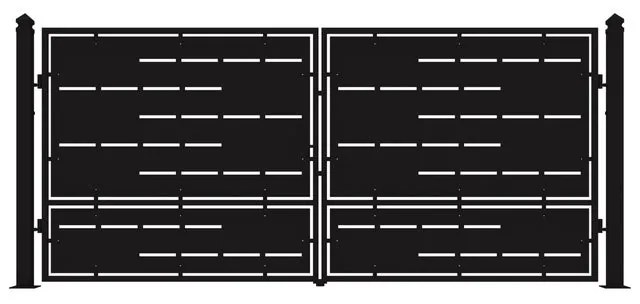 Cancello con serratura manuale Privacy in ferro, apertura centrale, L 408.5 x H 180 cm, di colore nero