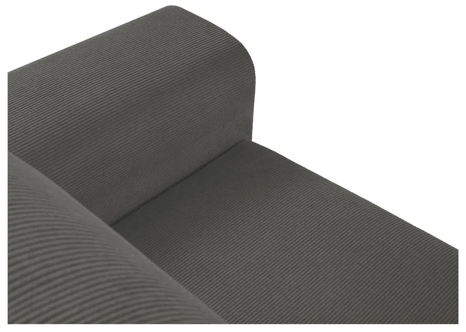 Divano letto angolare in velluto a coste grigio scuro, angolo sinistro Jazz - Kooko Home