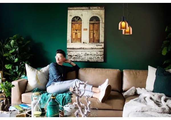 Klausen 111050 - Lampadario a sospensione con filo FIRE 1xE27/9W/230V marrone/nero