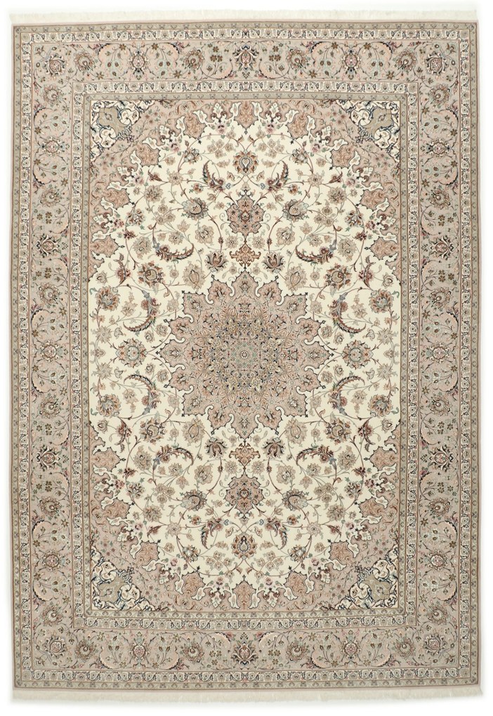 Isfahan Tappeto 370 x 260 (Iran) Annodato A Mano