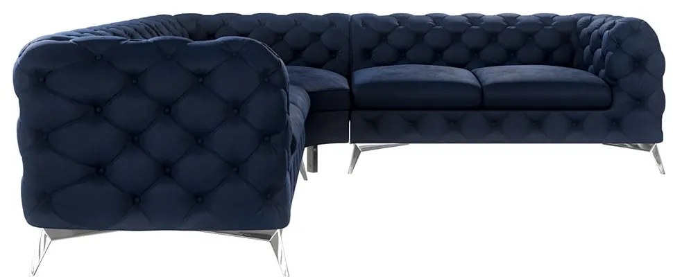 Divano angolare blu scuro con rivestimento in velluto Chelsea – Ropez