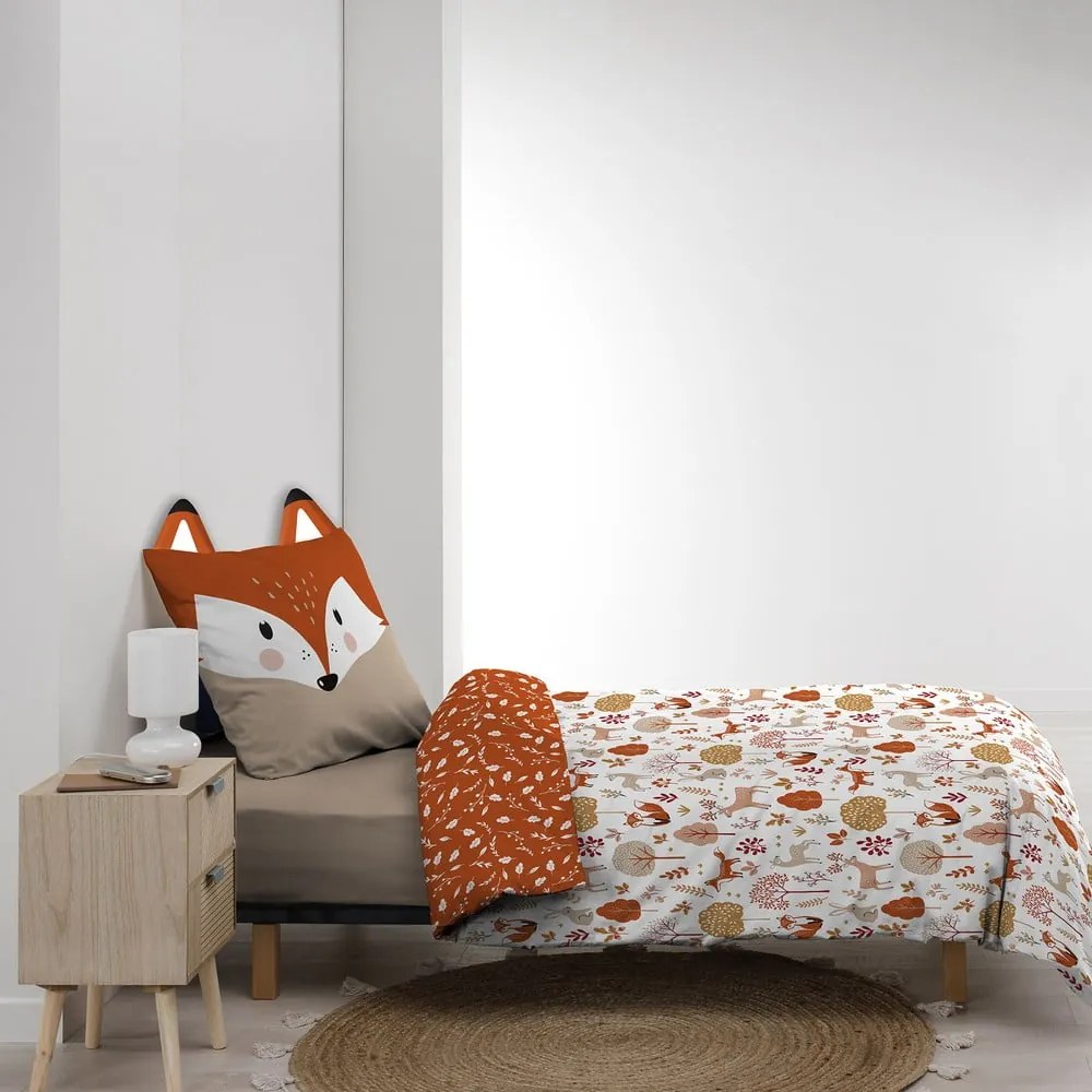 Set copripiumino e federa da bambini bianco/color terracotta in cotone per letto singolo 140x200 cm Roxy – douceur d'intérieur
