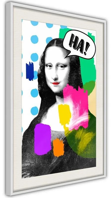 Poster  Mona Lisa's Laughter  Cornice Quadri Cornice nera con pass-partout, Larghezza x Altezza Home decor 30x45