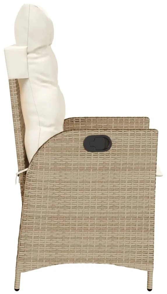 Sedia reclinabile da giardino con cuscini beige in polyrattan