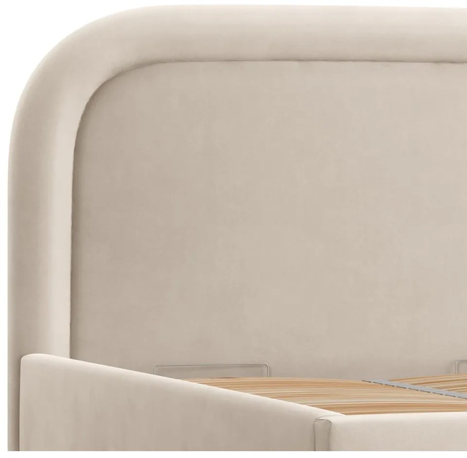 Letto matrimoniale imbottito beige con spazio contenitivo e rete 180x200 cm Mija - Maison de Rêve