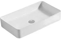 Lavabo da appoggio rettangolare in ceramica bianca 61x41 con bordo sottile