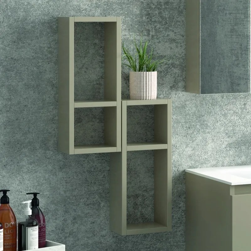Composizione mobile bagno sospeso 80cm: mobile, 2 pensili e specchio TOD-80A - KAMALU