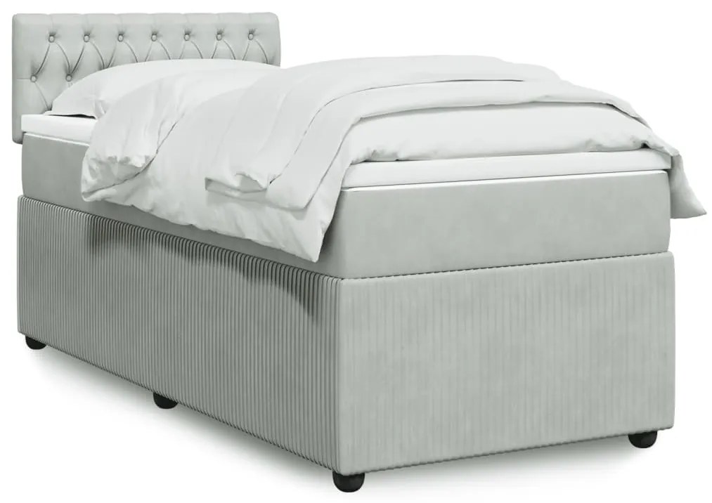 Giroletto A Molle Con Materasso Grigio Chiaro 100x200cm Velluto /