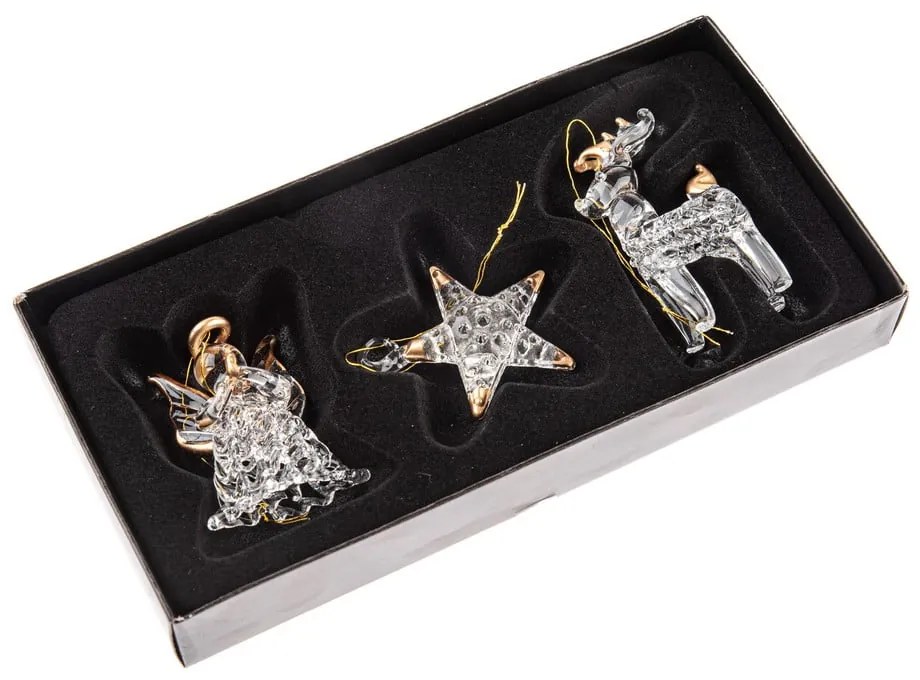 Decorazioni per albero di natale in set in vetro 3 pz 9 cm – Dakls