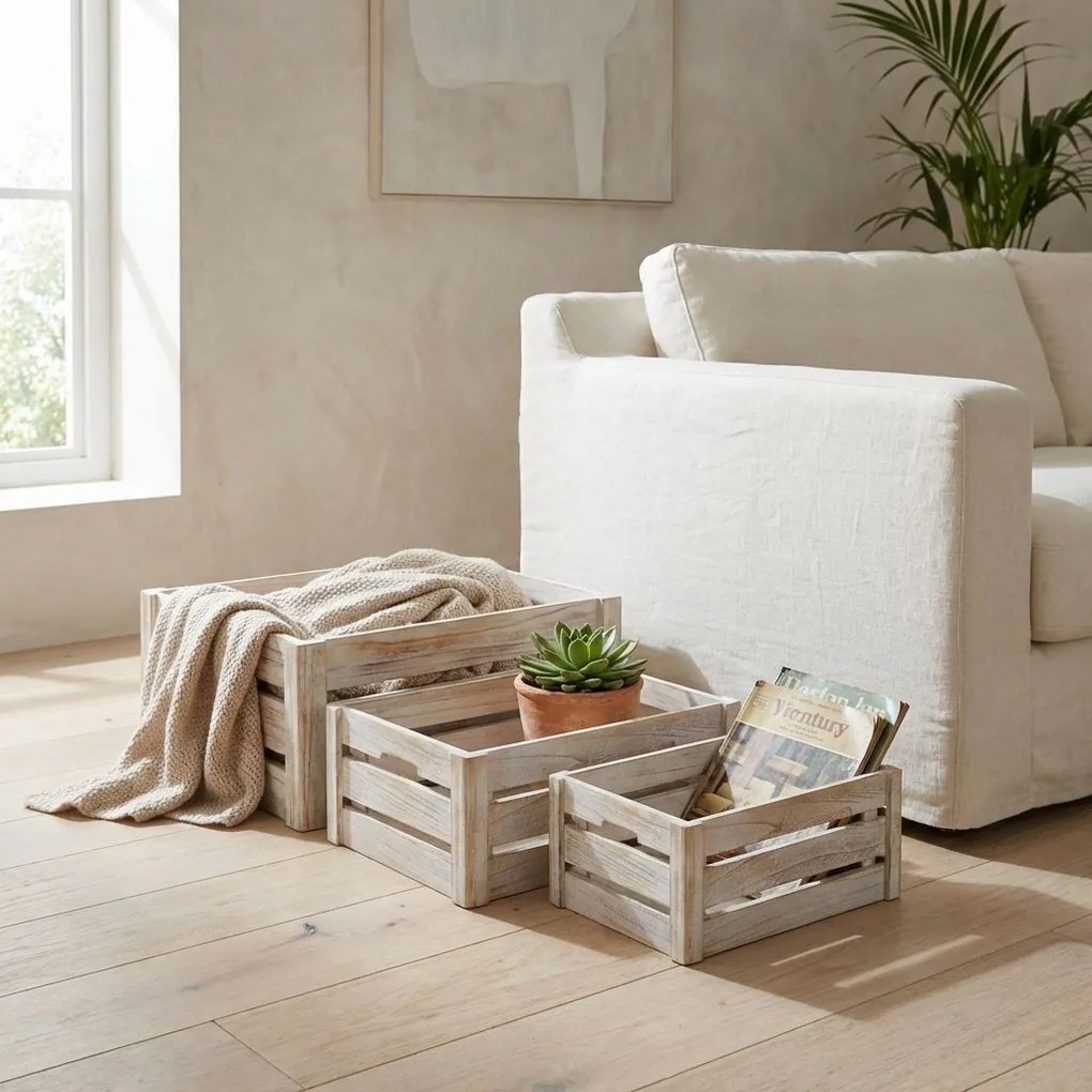 BRYSON - set di 3 cassette in legno