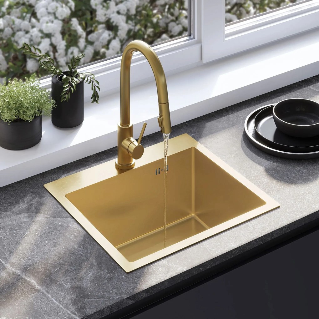 Lavello in acciaio Leo 50 BRUSH GOLD