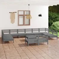 Set Divani da Giardino 13 pz Grigio in Legno Massello di Pino cod mxl 38068