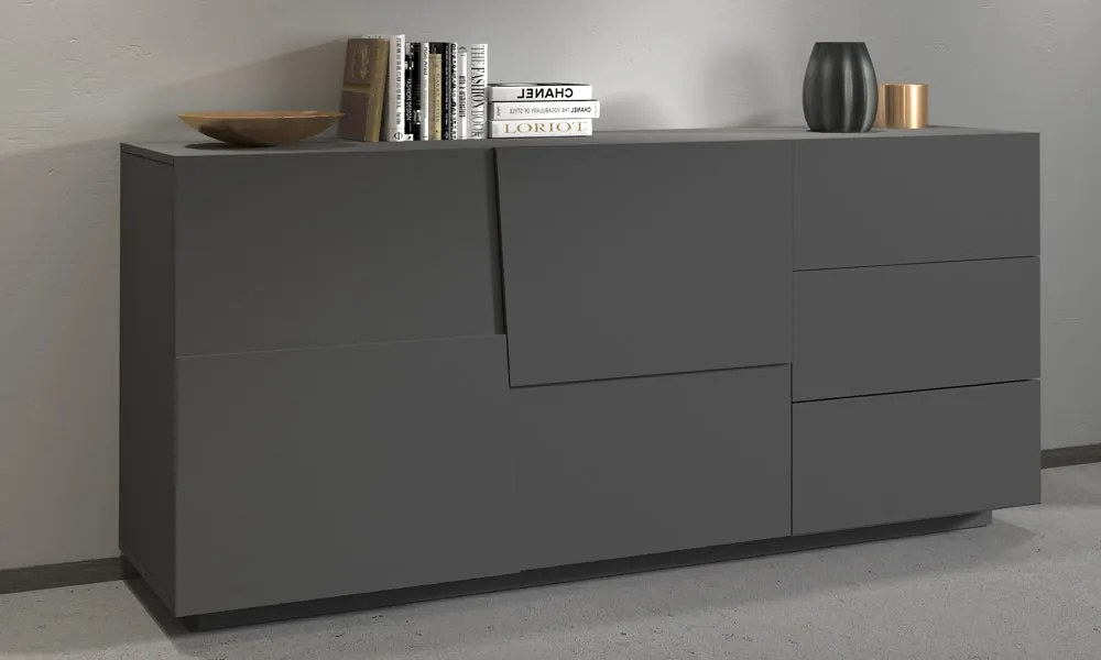 Credenza PONGO 180 cm - Mobile con 2 Ante, 3 Cassetti e Ripiani Interni Spaziosi