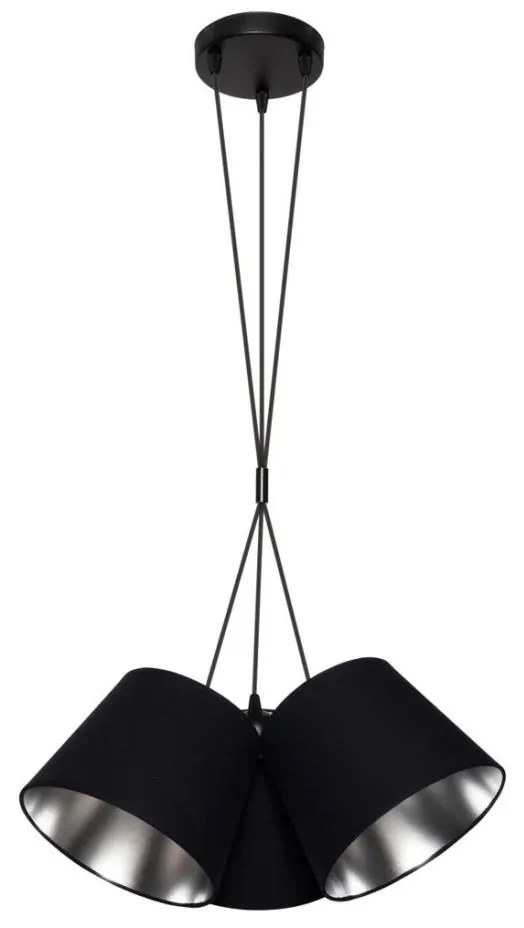 Lampadario su corda  ZOMA 3xE27/60W/260V nero/cromo lucido