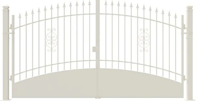 Cancello elettrico Marmolada in ferro, apertura centrale, L 358.5, H 195-165 cm, di colore bianco