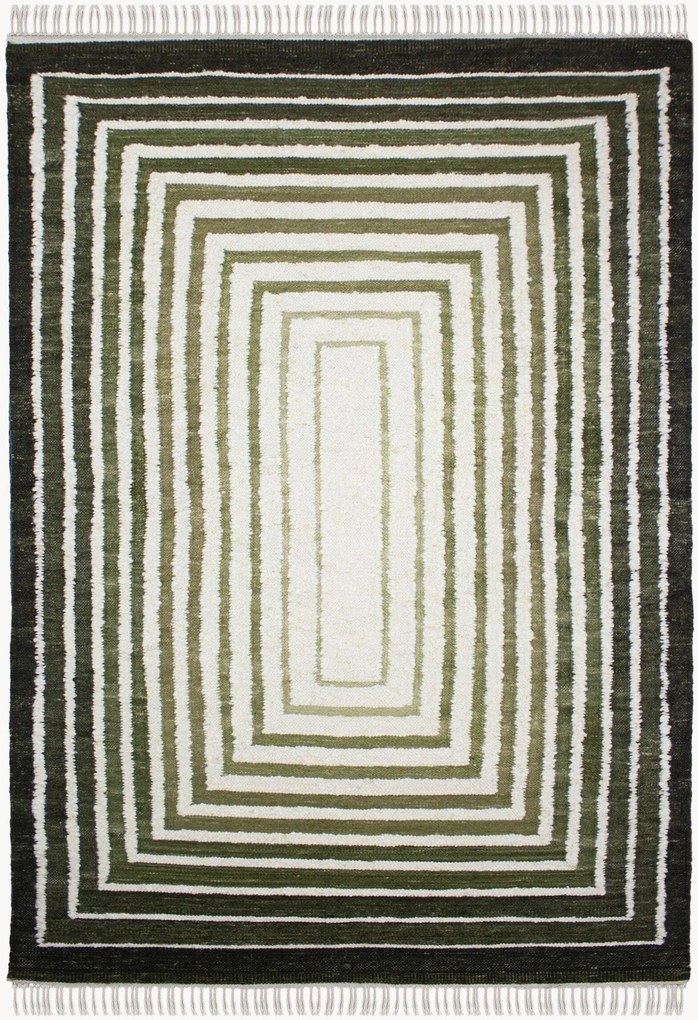 Tappeto in bouclé di lana tessuto a mano Frame