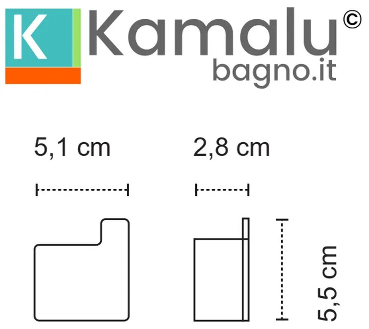 Kamalu - appendino bagno gancio a destra in acciaio inox bianco opaco | nuevo-b