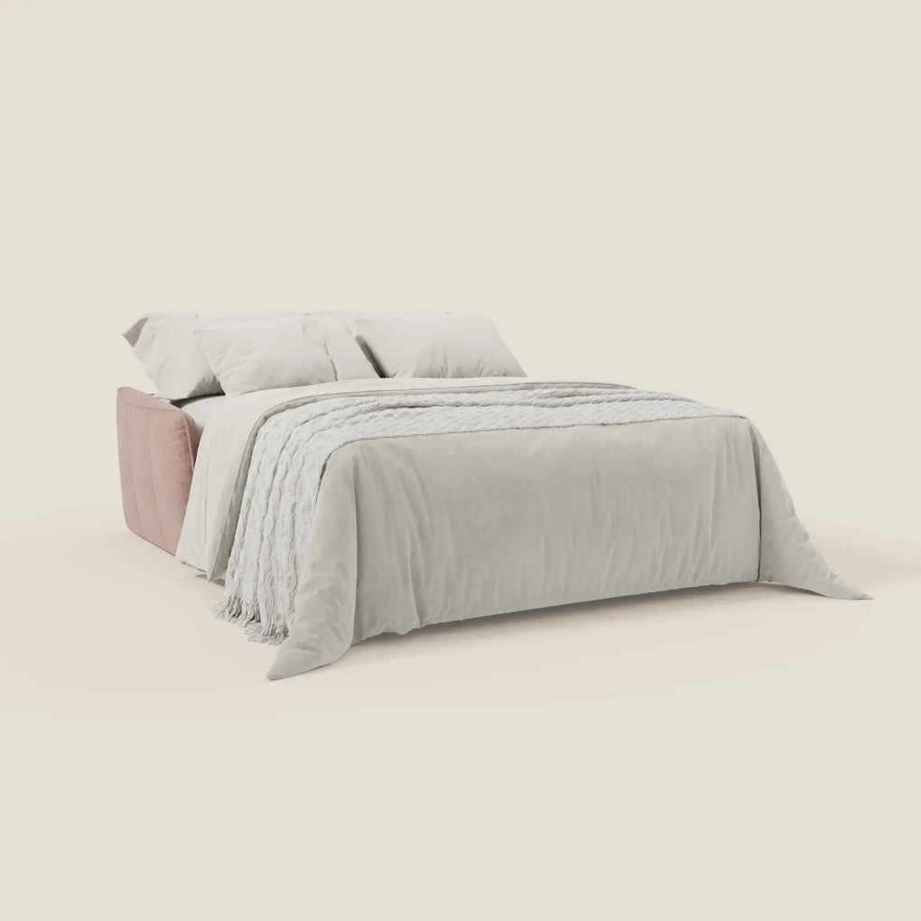 Elios Divano letto con morbidi cuscini spalliera in tessuto smacchiabile T24 rosa cipria