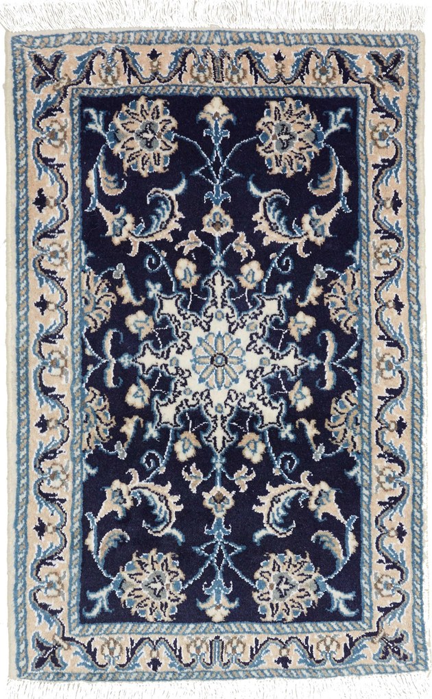 Nain Tappeto 90 x 60 Blu (Iran) Annodato A Mano