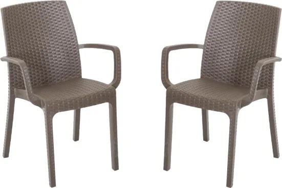 Sedia poltrona indiana in simil rattan per esterno e interno set 2 pezzi CAFFČ