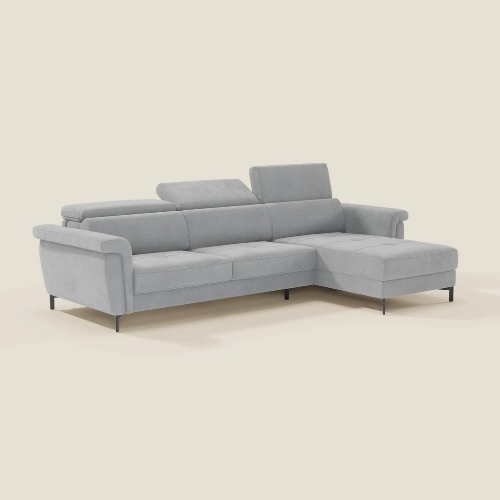 Capri Divano letto angolare con penisola contenitore e poggiatesta reclinabili - elegante tessuto smacchiabile T30