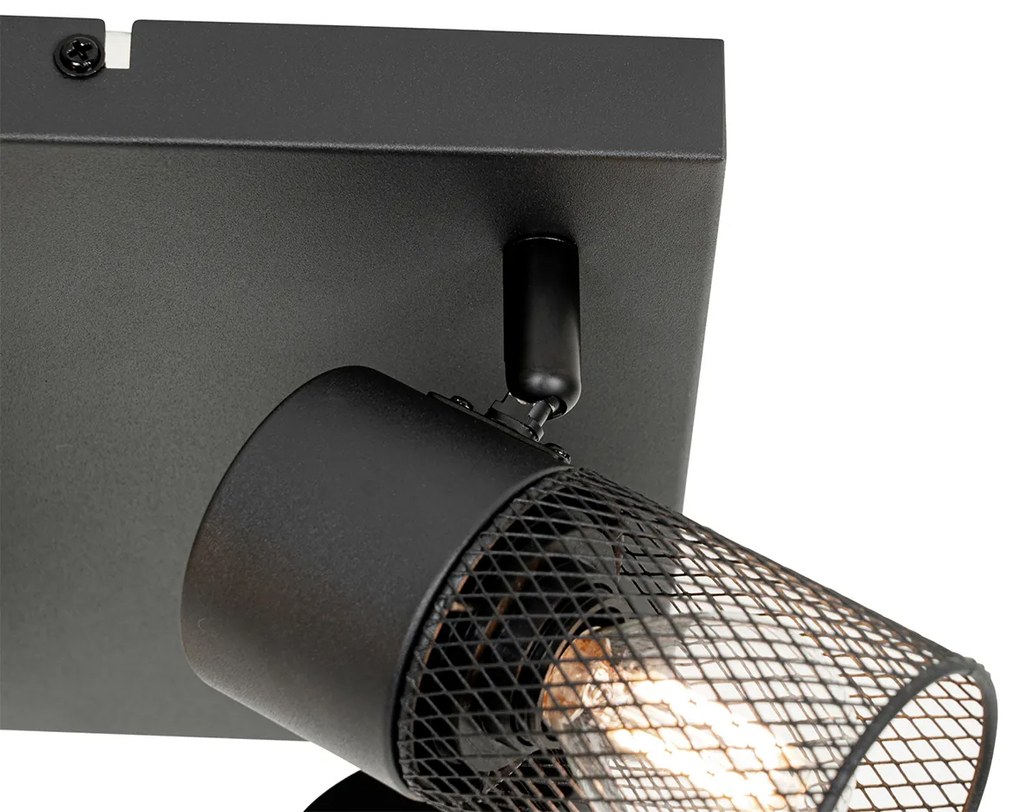 Faretto da soffitto industriale nero 4 luci orientabili - Jim