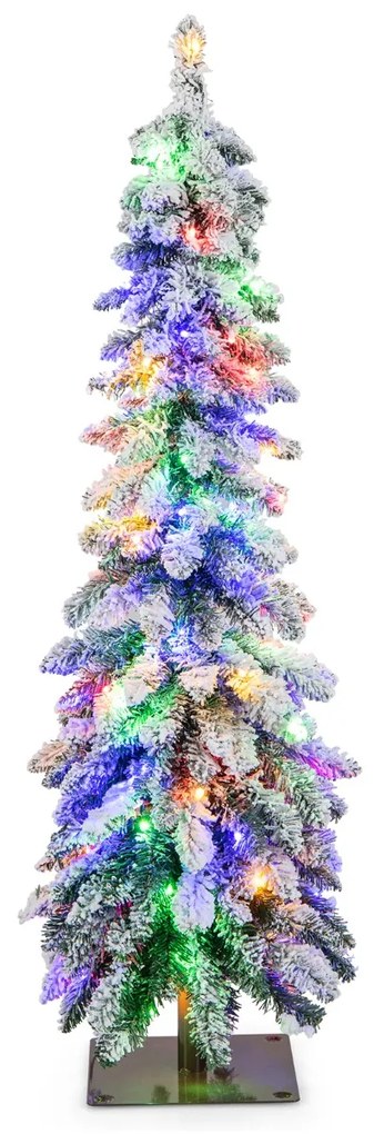 Costway Albero di Natale con neve artificiale punte in PVC timer luci LED a 2 colori, Decorazione natalizia 2 Dimensioni