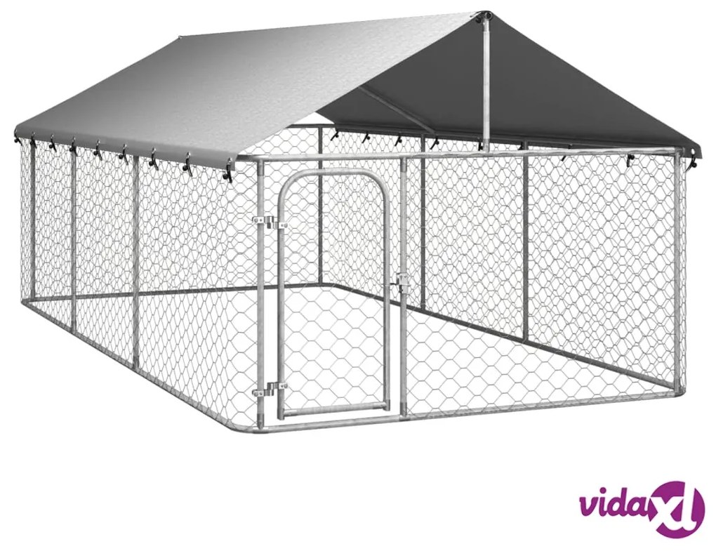 vidaXL Gabbia per Cani da Esterno con Tetto 400x200x150 cm