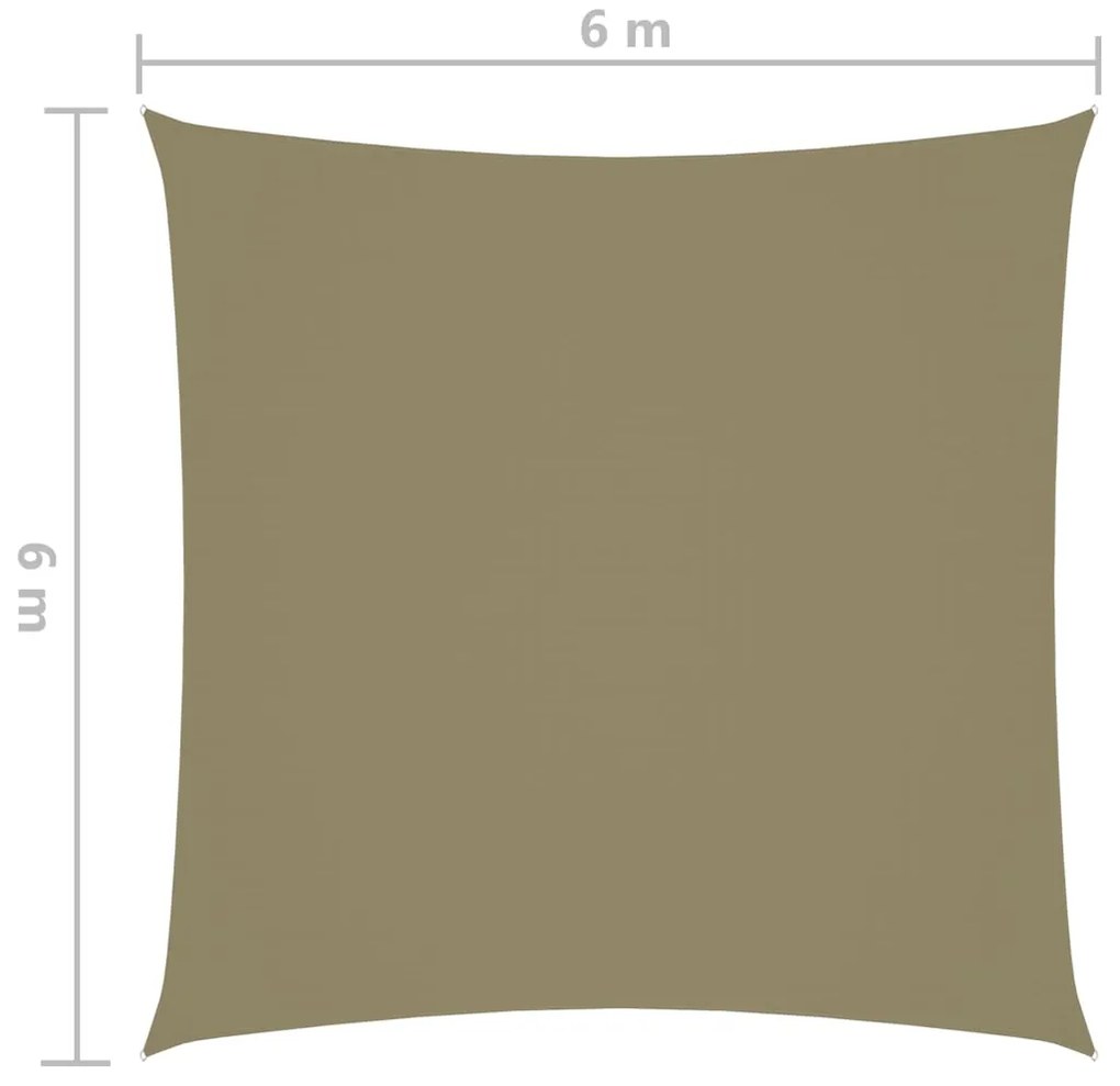 Parasole a Vela in Tela Oxford Quadrato 6x6 m Beige