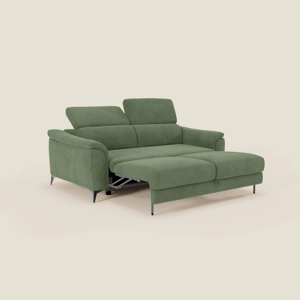 Arcos Divano 3 posti - piedini alti e poggiatesta reclinabili in microfibra impermeabile T11 verde
